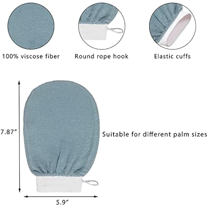 Juformin Shower Gloves, Exfoliating Glove, Scrub Gloves, Exfoliating Bath Glove, Exfoliating Mitt, Special Body Scrubber for Removes Dead Skin without Damaging the Skin (blue) - Image 2